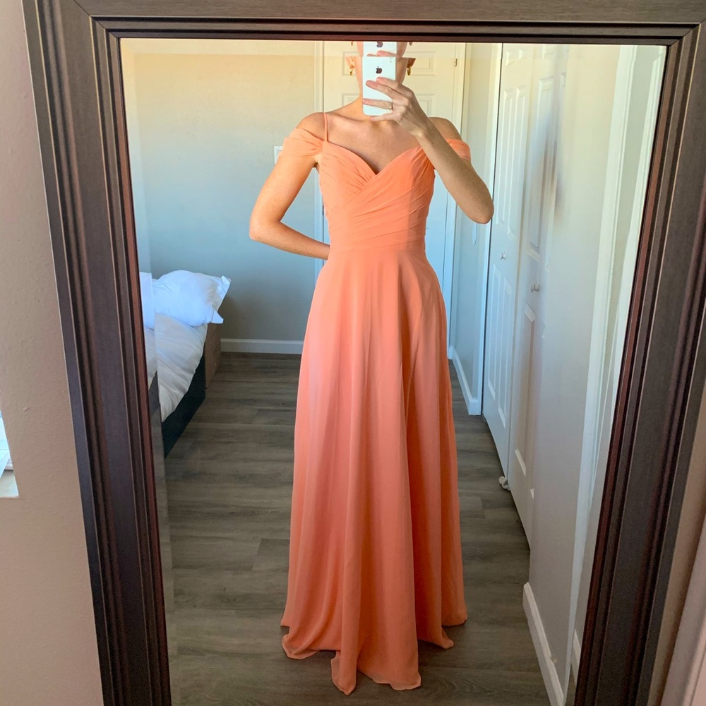Sherbet orange chiffon dress
